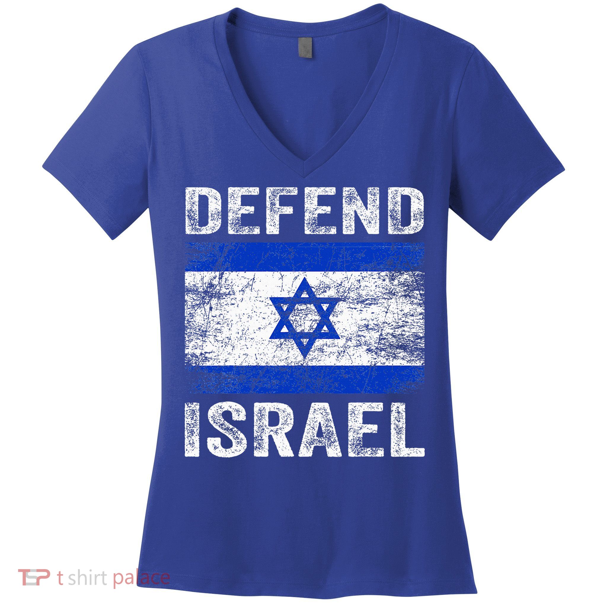 Defend Israel Support Israel I Stand With Israel Israel Flag Women's V-Neck T-Shirt
