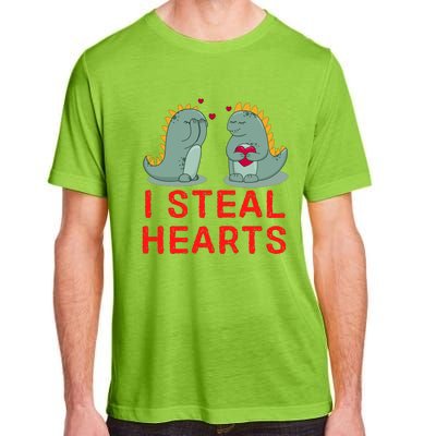 Dinosaur I Steal Hearts Valentines Day Adult ChromaSoft Performance T-Shirt