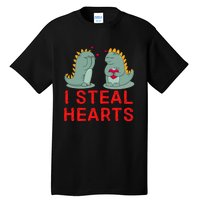 Dinosaur I Steal Hearts Valentines Day Tall T-Shirt