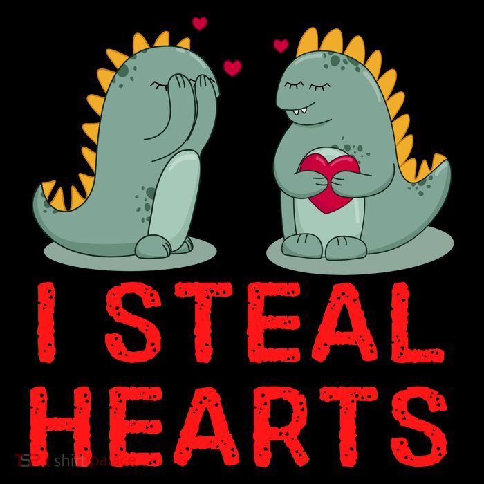 Dinosaur I Steal Hearts Valentines Day Tall T-Shirt