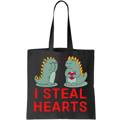 Dinosaur I Steal Hearts Valentines Day Tote Bag