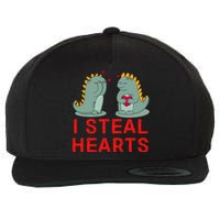 Dinosaur I Steal Hearts Valentines Day Wool Snapback Cap