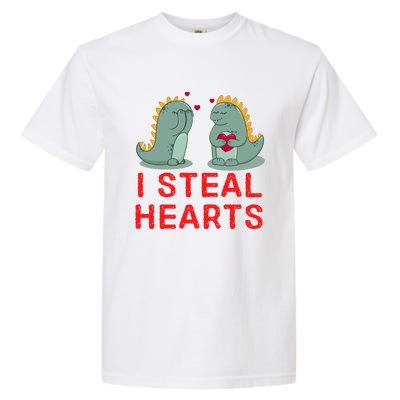 Dinosaur I Steal Hearts Valentines Day Garment-Dyed Heavyweight T-Shirt