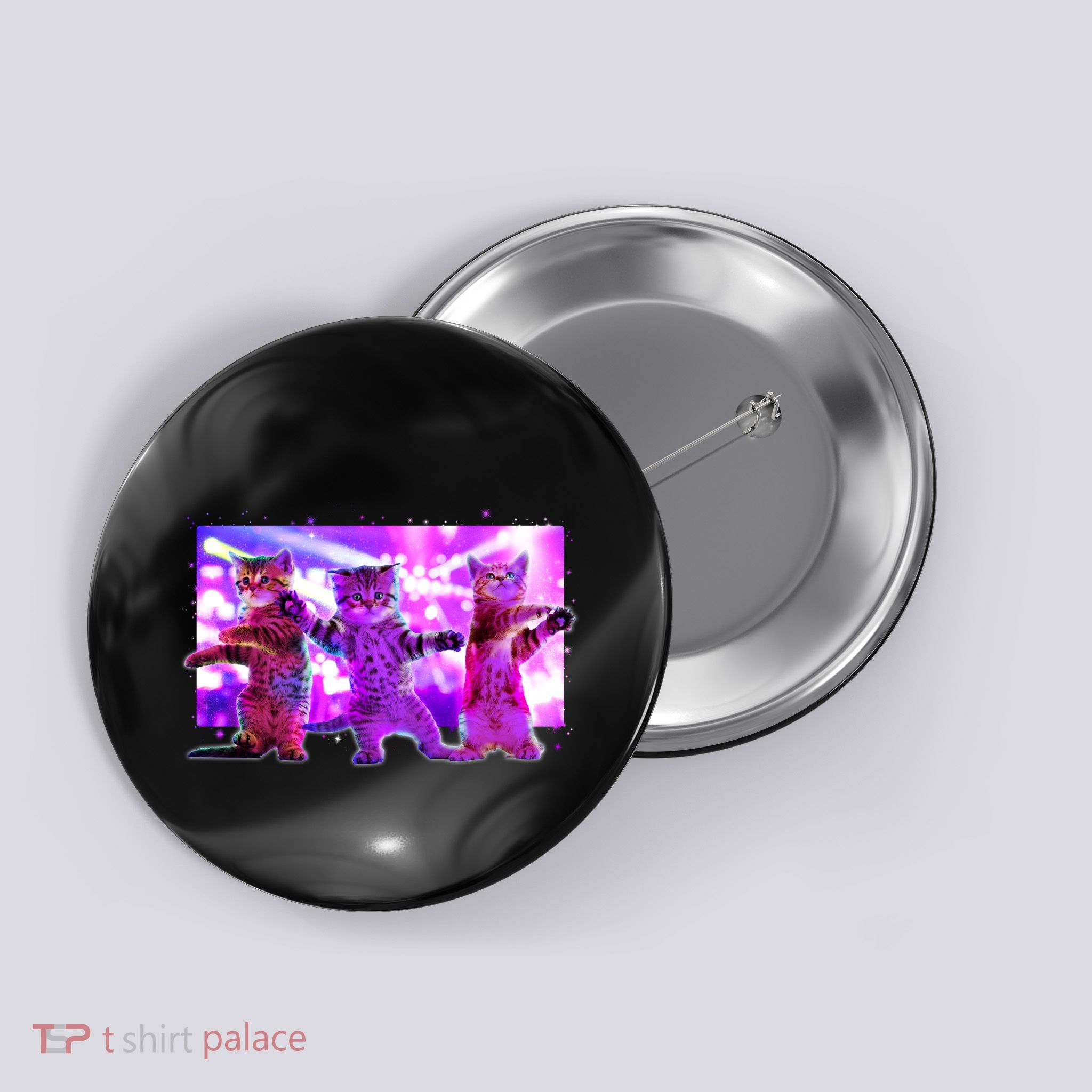 Disco Dance Party Cats Button