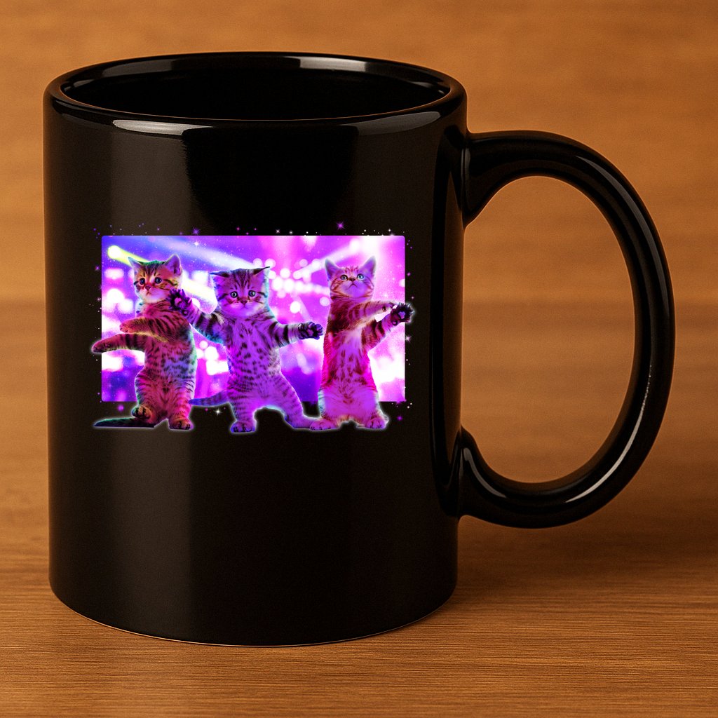 Disco Dance Party Cats 11oz C Handle Ceramic Mug