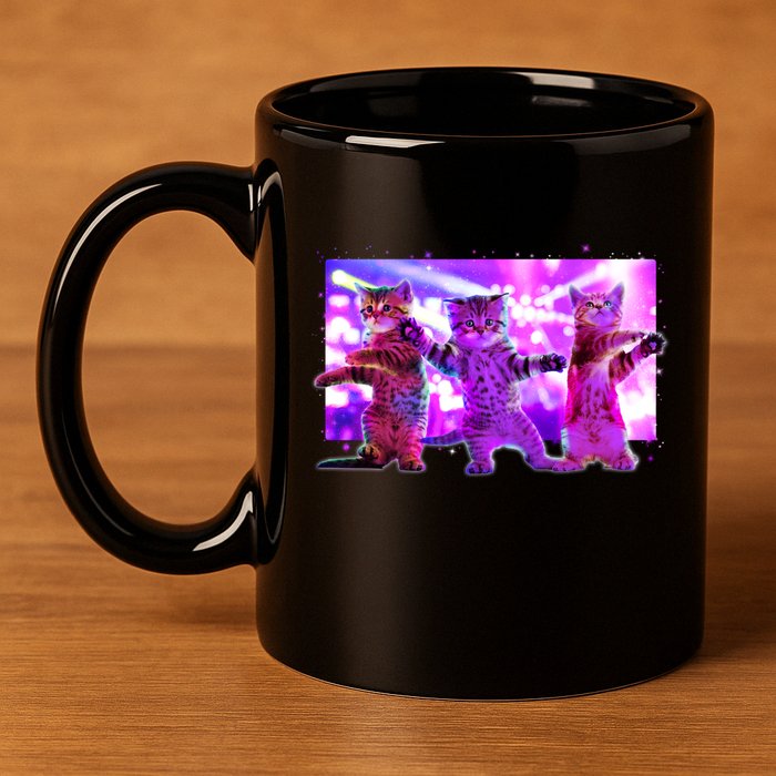 Disco Dance Party Cats 11oz C Handle Ceramic Mug