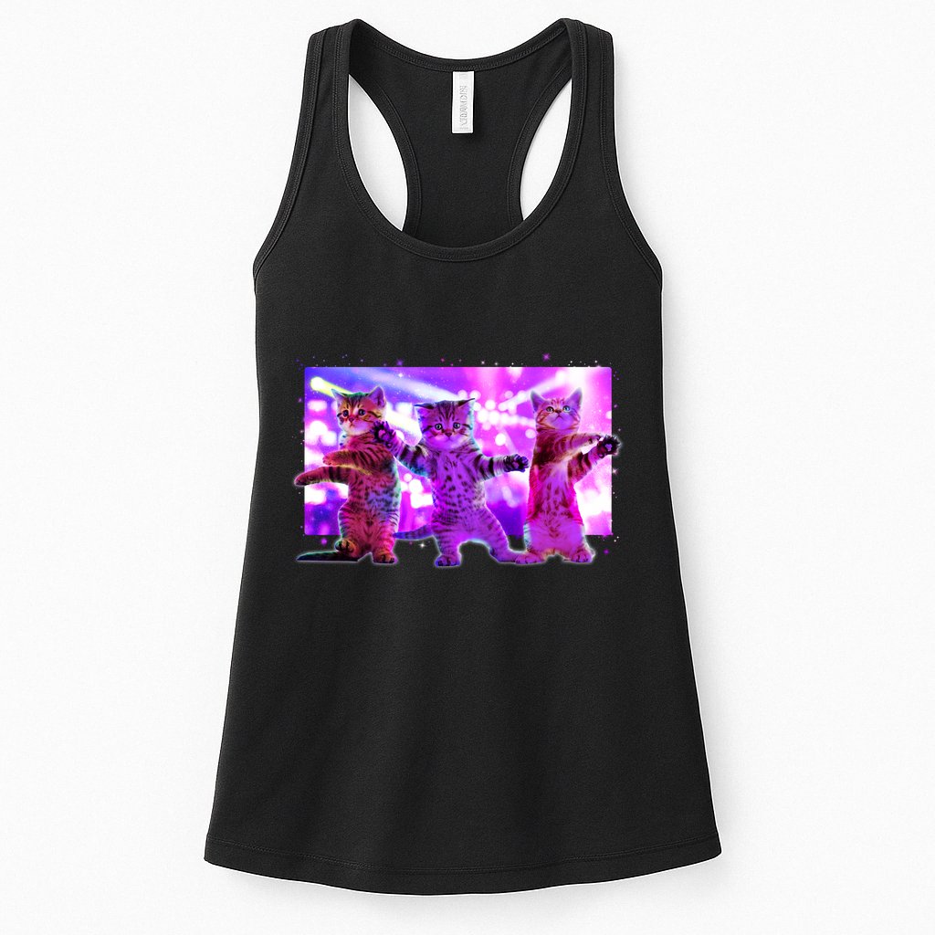Disco Dance Party Cats Womens Tank Top