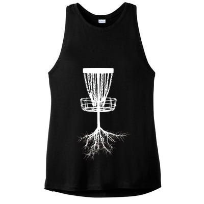 Disk Golf Tree Roots Funny Sports Ladies PosiCharge Tri-Blend Wicking Tank