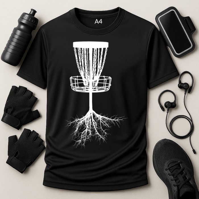 Disk Golf Tree Roots Funny Sports Cooling Performance Crew T-Shirt