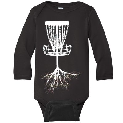 Disk Golf Tree Roots Funny Sports Baby Long Sleeve Bodysuit