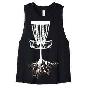 Disk Golf Tree Roots Funny Sports Women's Racerback Cropped Tank