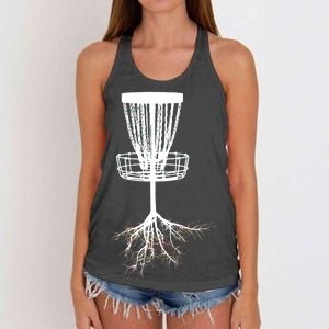 Disk Golf Tree Roots Funny Sports Women's Knotted Racerback Tank