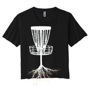 Disk Golf Tree Roots Funny Sports Women's Crop Top Tee