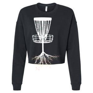 Disk Golf Tree Roots Funny Sports Cropped Pullover Crew