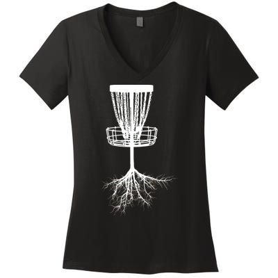 Disk Golf Tree Roots Funny Sports Women's V-Neck T-Shirt