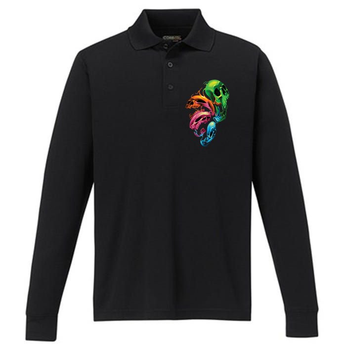 Distorted Skulls Performance Long Sleeve Polo