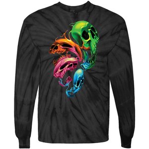 Distorted Skulls Tie-Dye Long Sleeve Shirt