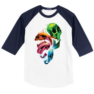 Distorted Skulls Baseball Sleeve Shirt