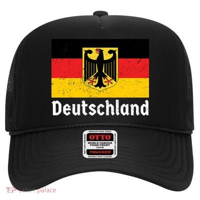 Distress German Deutschland Flag  High Crown Mesh Back Trucker Hat