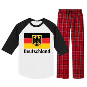 Distress German Deutschland Flag  Raglan Sleeve Pajama Set