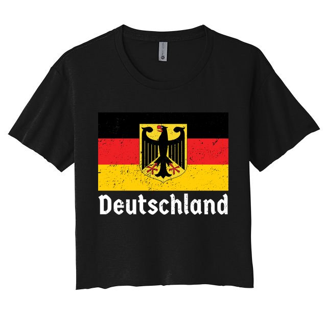 Distress German Deutschland Flag  Crop Top