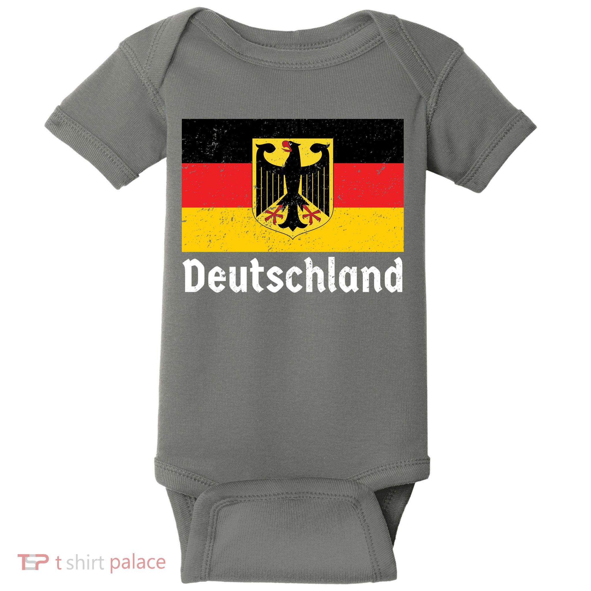 Distress German Deutschland Flag  Baby Bodysuit