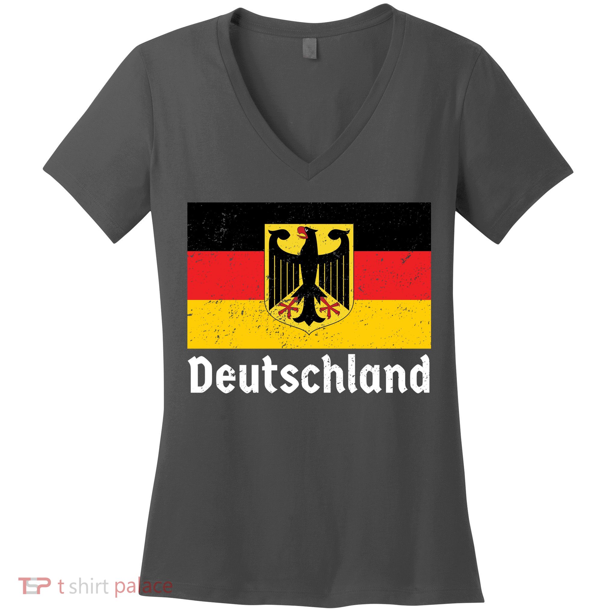 Distress German Deutschland Flag  Women's V-Neck T-Shirt
