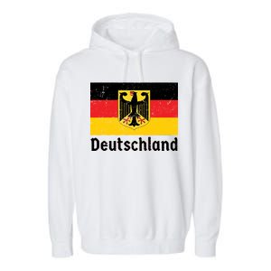 Distress German Deutschland Flag  Garment-Dyed Fleece Hoodie