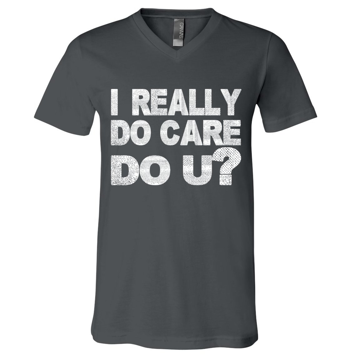 Distress I Really Do Care Do You V-Neck T-Shirt