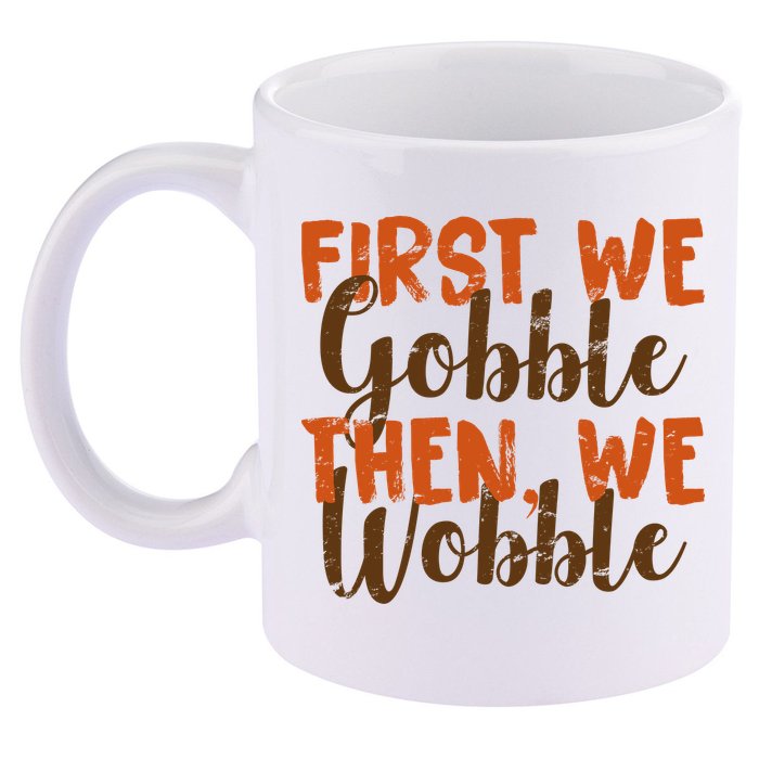 Distress Thanksgiving Wobble 11oz C Handle Ceramic Mug