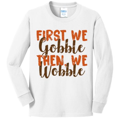 Distress Thanksgiving Wobble Kids Long Sleeve Shirt