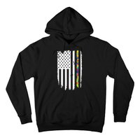 Distress Thin Puzzle Line Autism Awareness Tribute Flag Hoodie