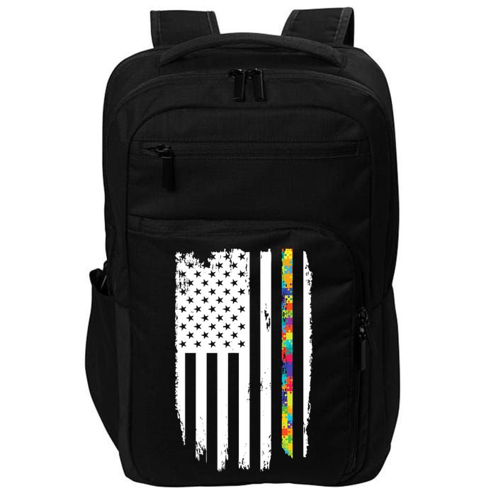 Distress Thin Puzzle Line Autism Awareness Tribute Flag Impact Tech Backpack