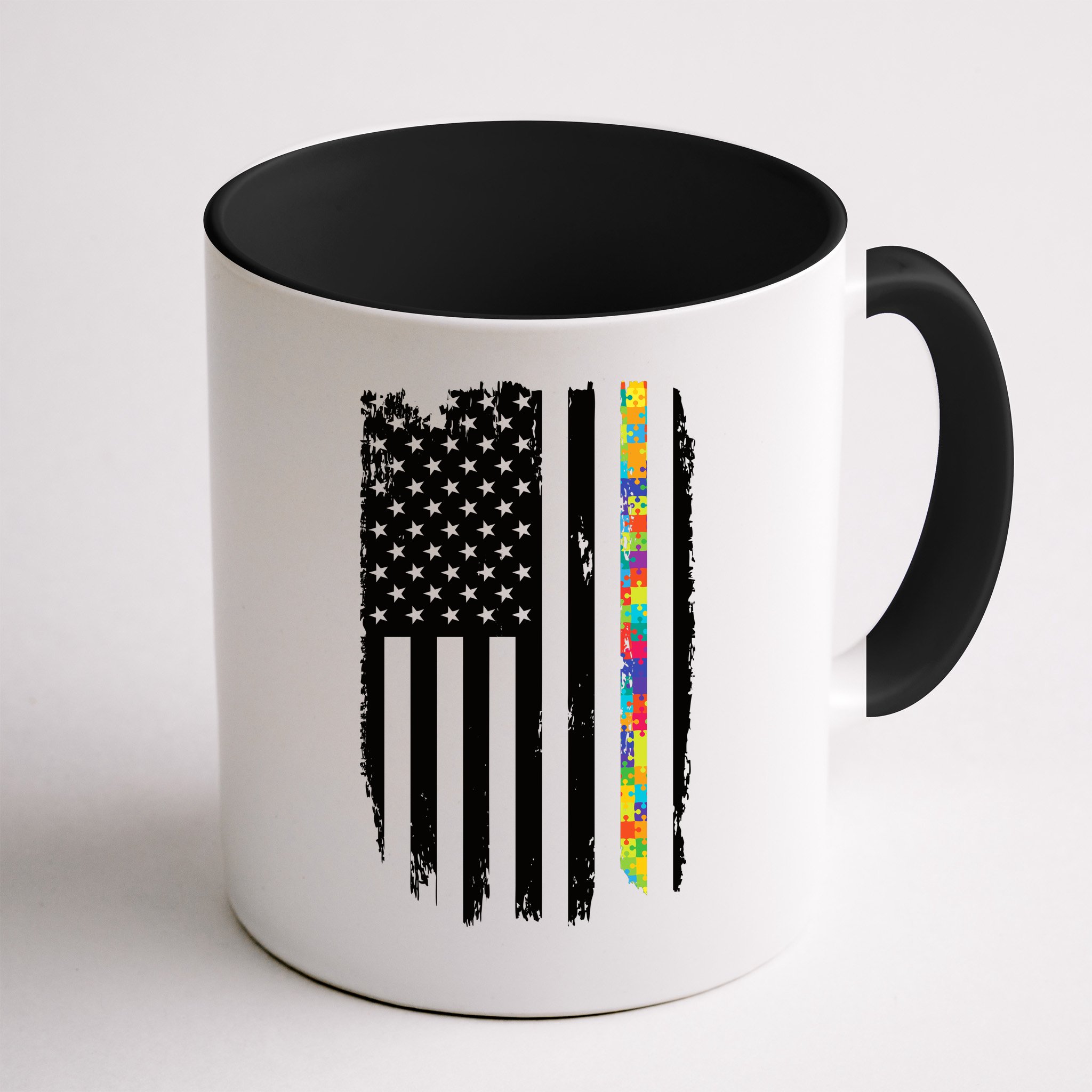 Distress Thin Puzzle Line Autism Awareness Tribute Flag Mug
