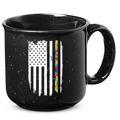 Distress Thin Puzzle Line Autism Awareness Tribute Flag 15oz Campfire Ceramic Mug