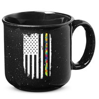 Distress Thin Puzzle Line Autism Awareness Tribute Flag 15oz Campfire Ceramic Mug