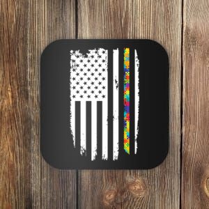 Distress Thin Puzzle Line Autism Awareness Tribute Flag Coaster