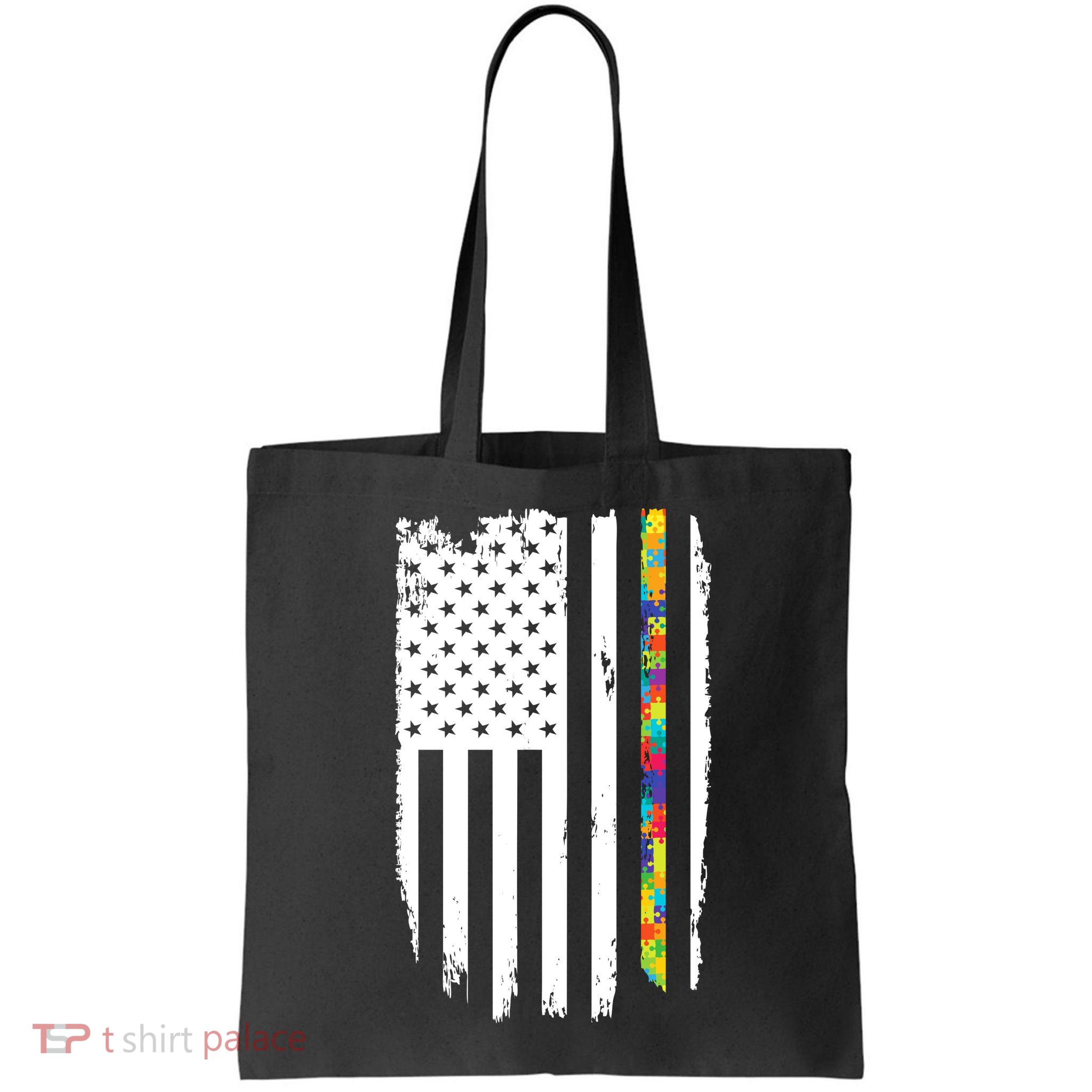 Distress Thin Puzzle Line Autism Awareness Tribute Flag Bag