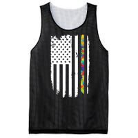 Distress Thin Puzzle Line Autism Awareness Tribute Flag Mesh Reversible Basketball Jersey Tank