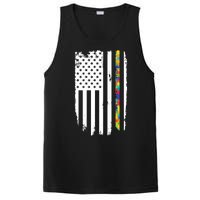 Distress Thin Puzzle Line Autism Awareness Tribute Flag PosiCharge Competitor Tank