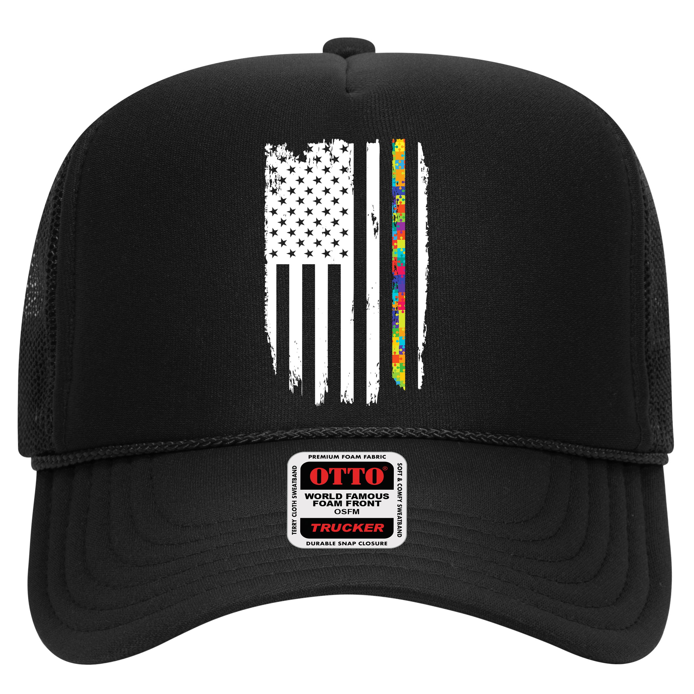 Distress Thin Puzzle Line Autism Awareness Tribute Flag Hat