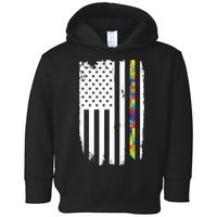 Distress Thin Puzzle Line Autism Awareness Tribute Flag Toddler Hoodie