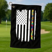 Distress Thin Puzzle Line Autism Awareness Tribute Flag Golf Towel
