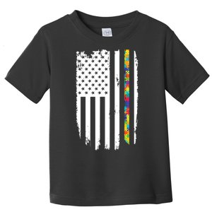 Distress Thin Puzzle Line Autism Awareness Tribute Flag Toddler T-Shirt