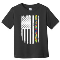 Distress Thin Puzzle Line Autism Awareness Tribute Flag Toddler T-Shirt