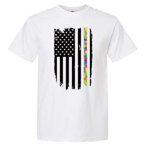 Distress Thin Puzzle Line Autism Awareness Tribute Flag Garment-Dyed Heavyweight T-Shirt