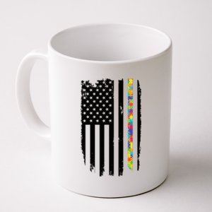 Distress Thin Puzzle Line Autism Awareness Tribute Flag Coffee Mug