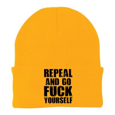 Distressed - Repeal And Go F Yourself Bold Text Knit Cap Winter Beanie