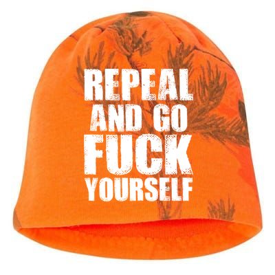 Distressed - Repeal And Go F Yourself Bold Text Kati - Camo Knit Beanie