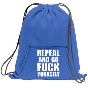 Distressed - Repeal And Go F Yourself Bold Text Sweatshirt Cinch Pack Bag